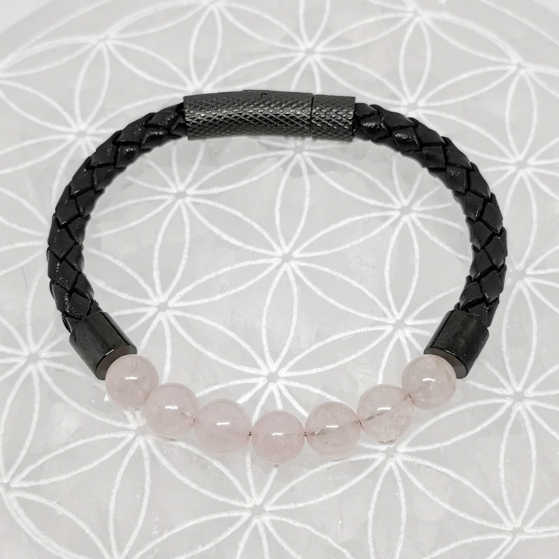 Bracelets cuir avec perles 8 mm – Collection n°3 homme/femme, fermoir magnétique, longueur 18,5 cm.