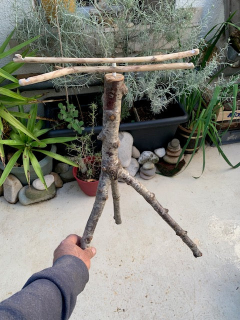 Support en bois recyclé, branches pliables, pour carillons Koshi/Zaphir – 49 x 25 x 25 cm - Création Zen Curiosity
