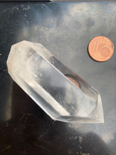Cristal de roche, pointe bi-déterminée naturelle à 6 faces - 61 x 27 x 22 mm - 53,2 gr.