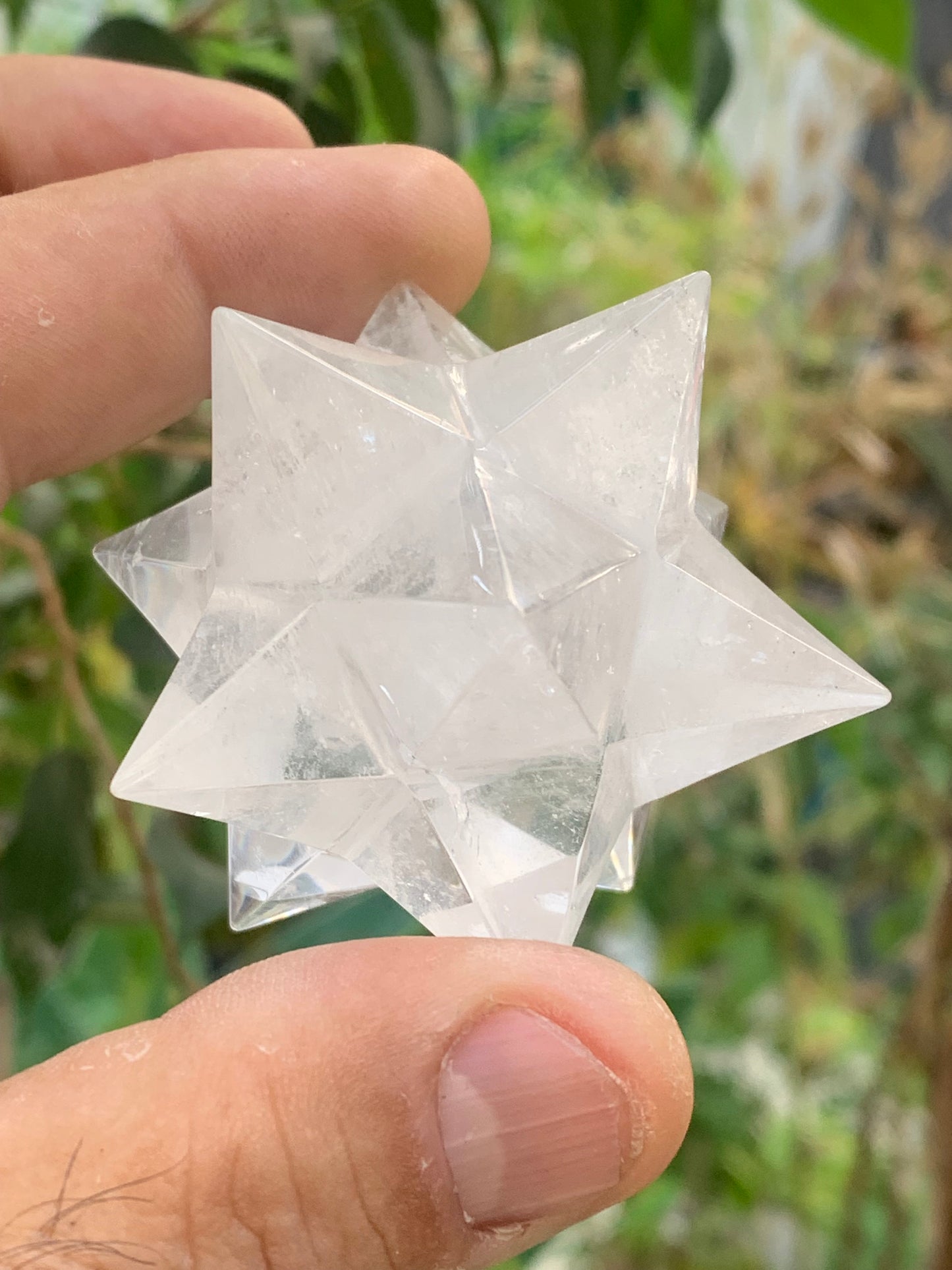 Étoile de Sirius (12 branches) en cristal de roche (quartz). Ø 60mm de diamètre - 103,8 grammes !