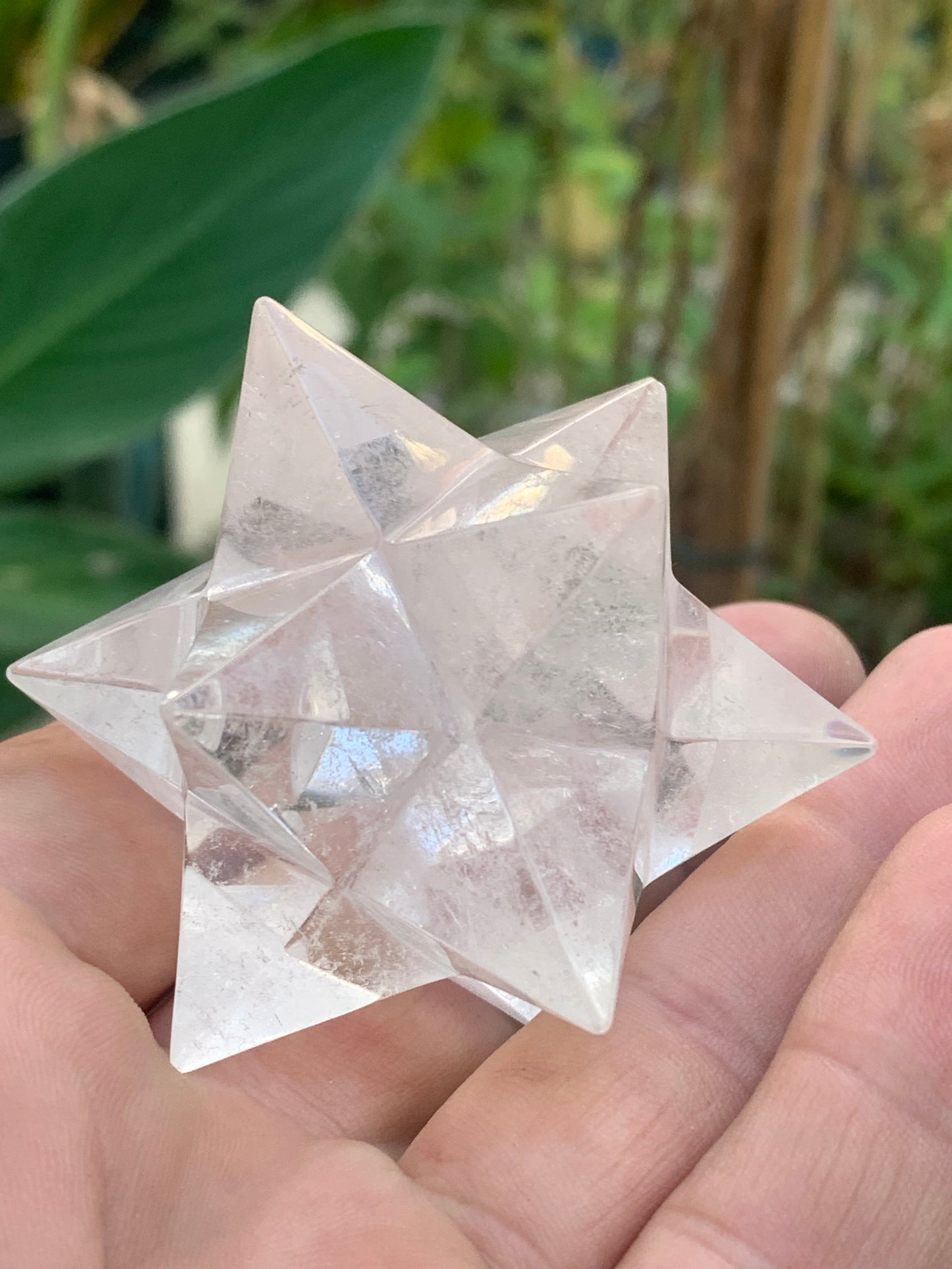 Étoile de Sirius (12 branches) en cristal de roche (quartz). Ø 61mm de diamètre - 112,7 grammes !