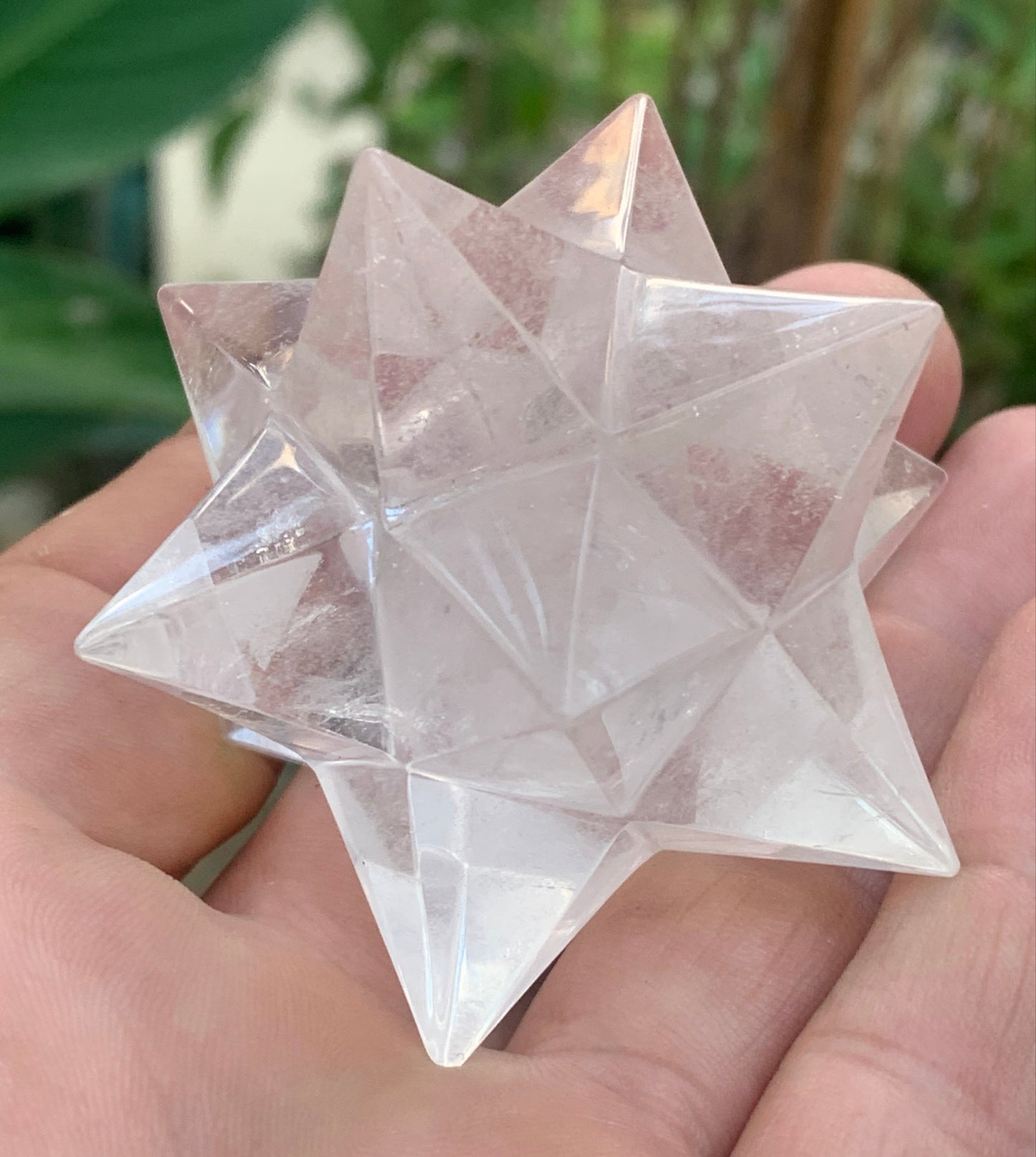 Étoile de Sirius (12 branches) en cristal de roche (quartz). Ø 61mm de diamètre - 112,7 grammes !