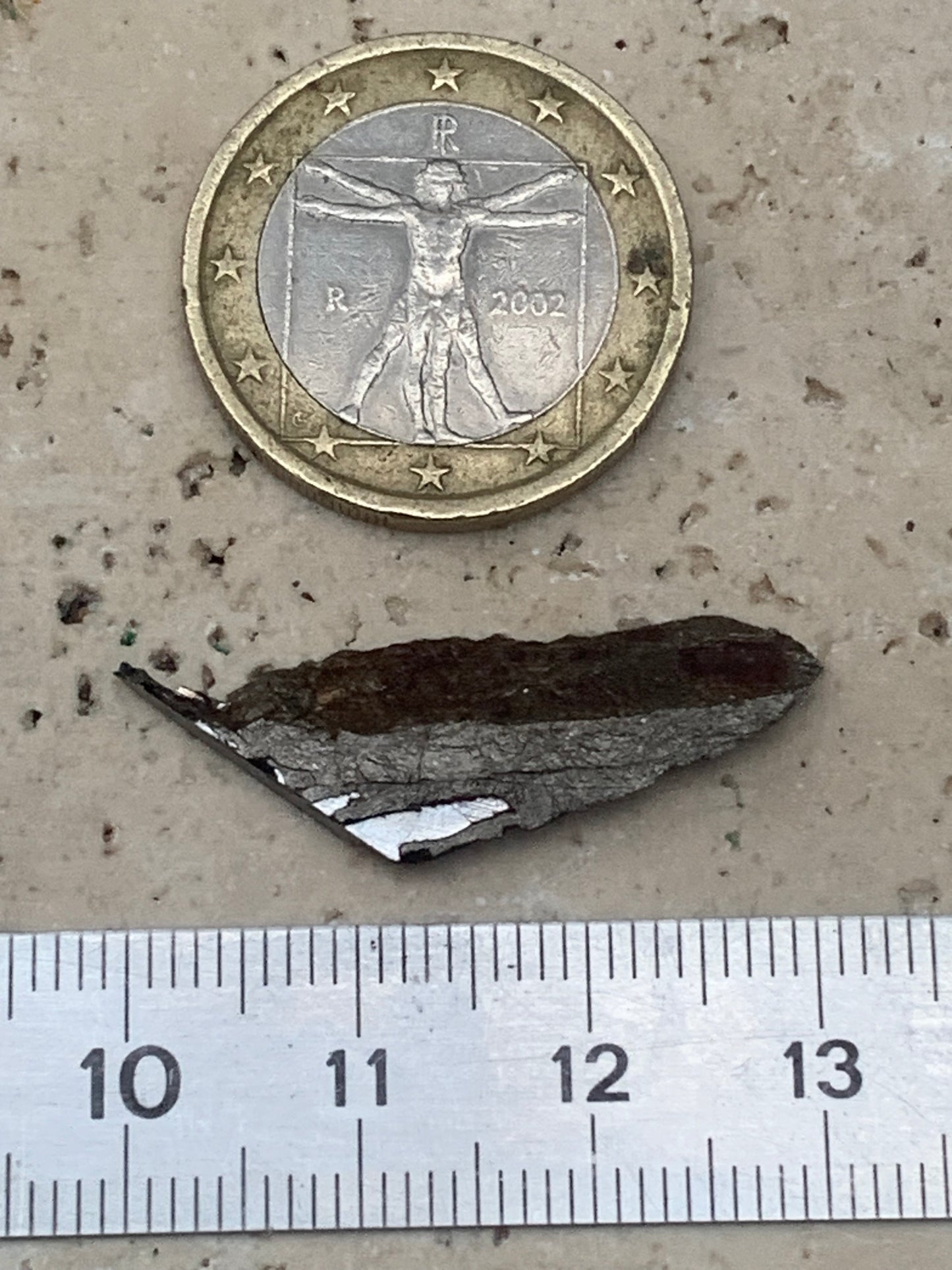 Météorite 'Muonionalusta' de 30 x 10 x 3mm - 2 grammes. Vendu avec coffret 'loupe' !