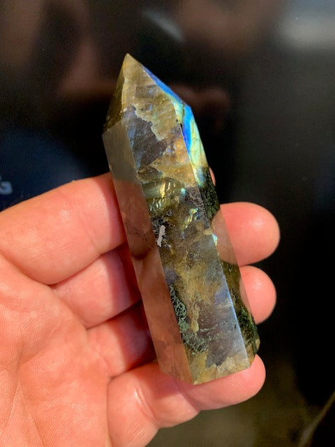 Labradorite, point/laser - 85 millimeters high x 29 x 25 - 96.7 grams