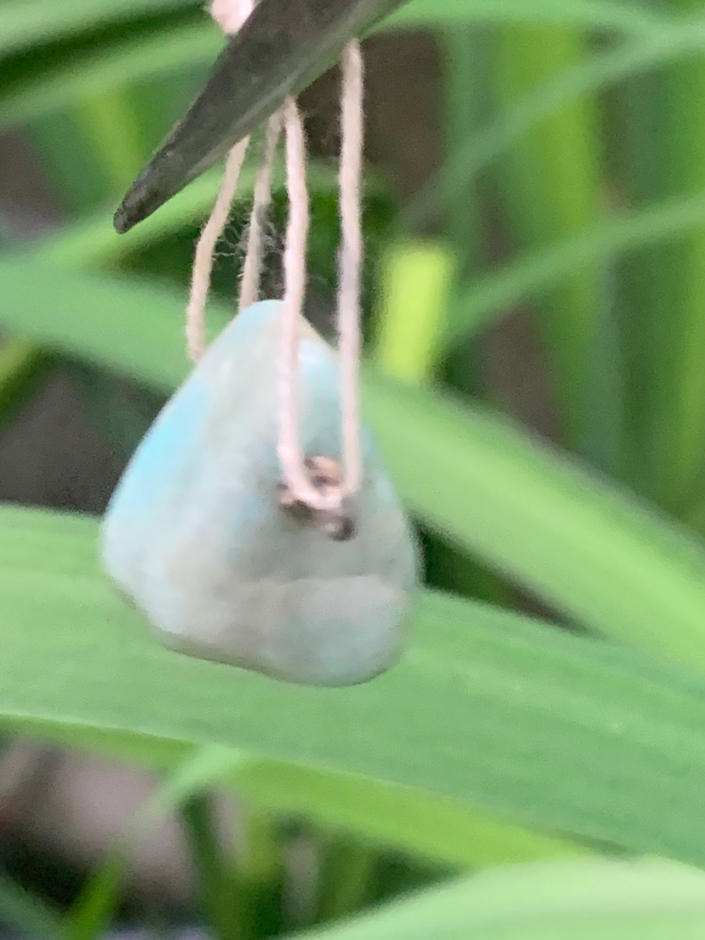 Larimar, natural stone pendant with side-piercing. 17 mm high x 15 mm wide x 14 mm thick. Chain option!