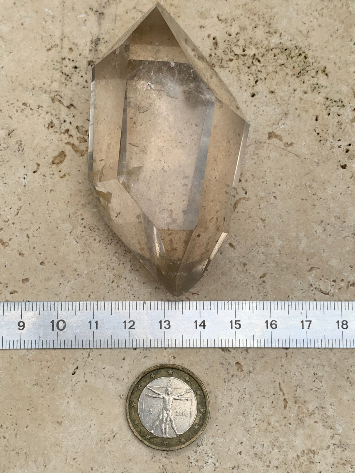 Cristal de roche fumé/ Quartz fumé, pointe bi-déterminée naturelle de 83x43x33 mm - 148,8 gr., très belle qualité, très belle pureté !