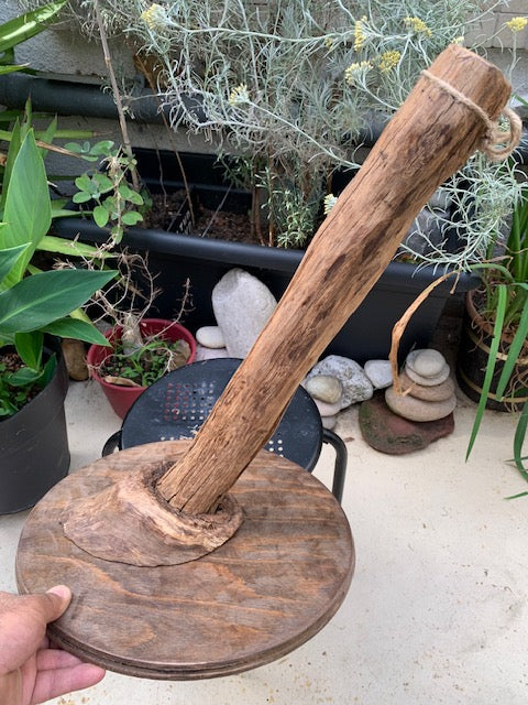 Support en bois pour gong, ou pour décoration, pied de lampe... - 55 x 35 cm - Création Zen Curiosity