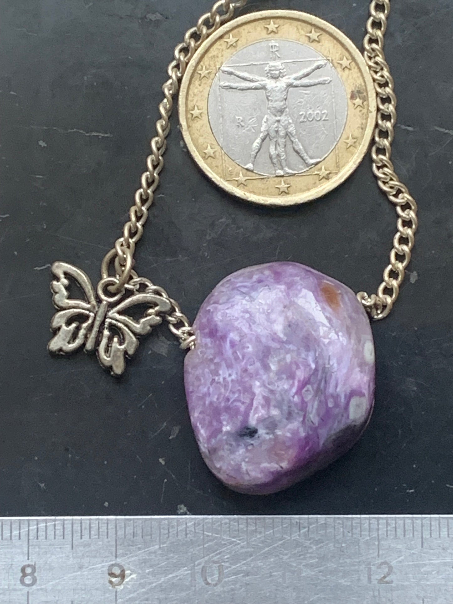 Charoïte, pendentif en Argent 925 de 27mm de hauteur x 21 de largeur x 10 d'épaisseur. Vendu avec cordon réglable de couleur noire !