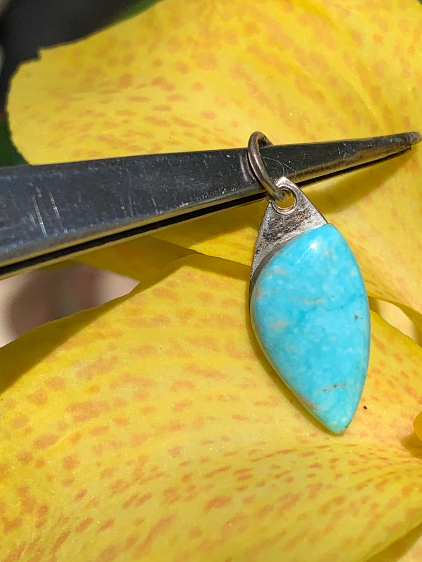Turquoise des U.S.A ! Pendentif en Argent 925 de 24mm de hauteur x 10 de largeur x 4 d'épaisseur. Vendu avec cordon réglable de couleur noire !
