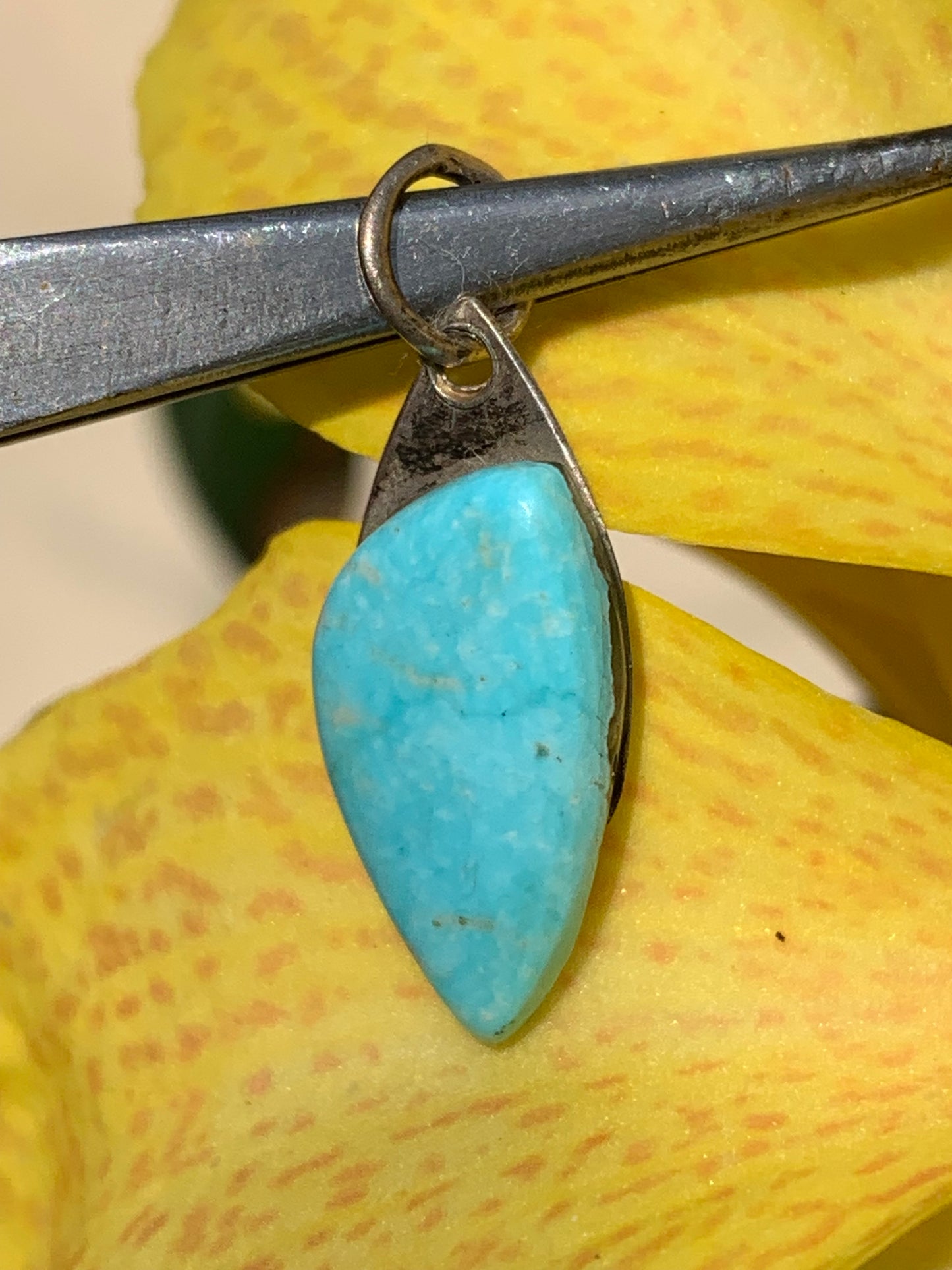 Turquoise des U.S.A ! Pendentif en Argent 925 de 24mm de hauteur x 10 de largeur x 4 d'épaisseur. Vendu avec cordon réglable de couleur noire !