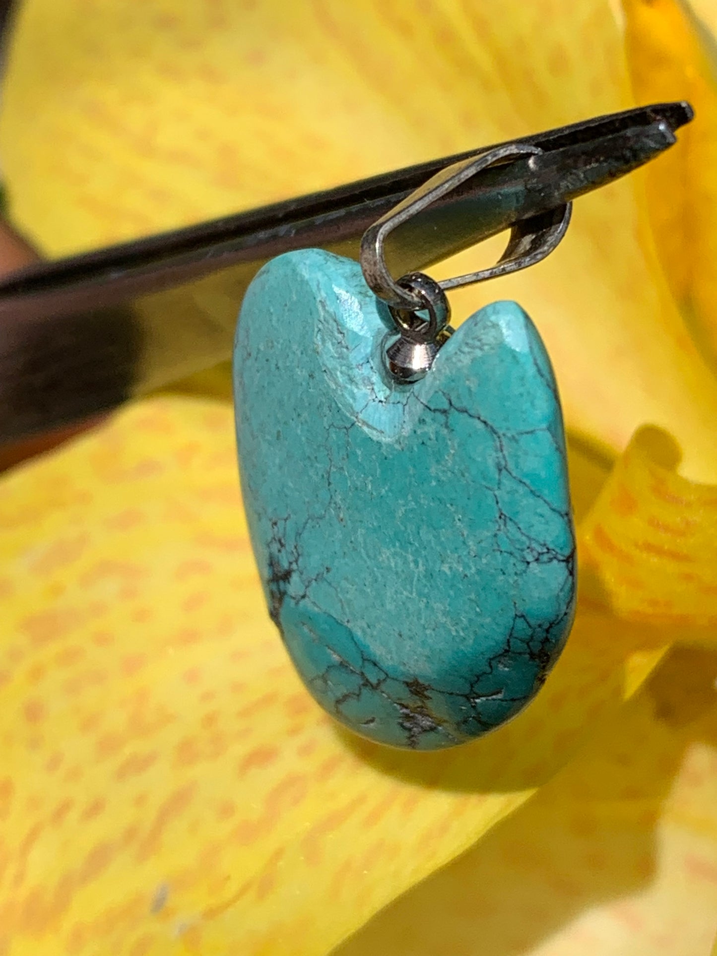 Turquoise de Chine ! Pendentif en Argent 925 de 30mm de hauteur x 20 de largeur x 7 d'épaisseur. Vendu avec cordon réglable de couleur noire !