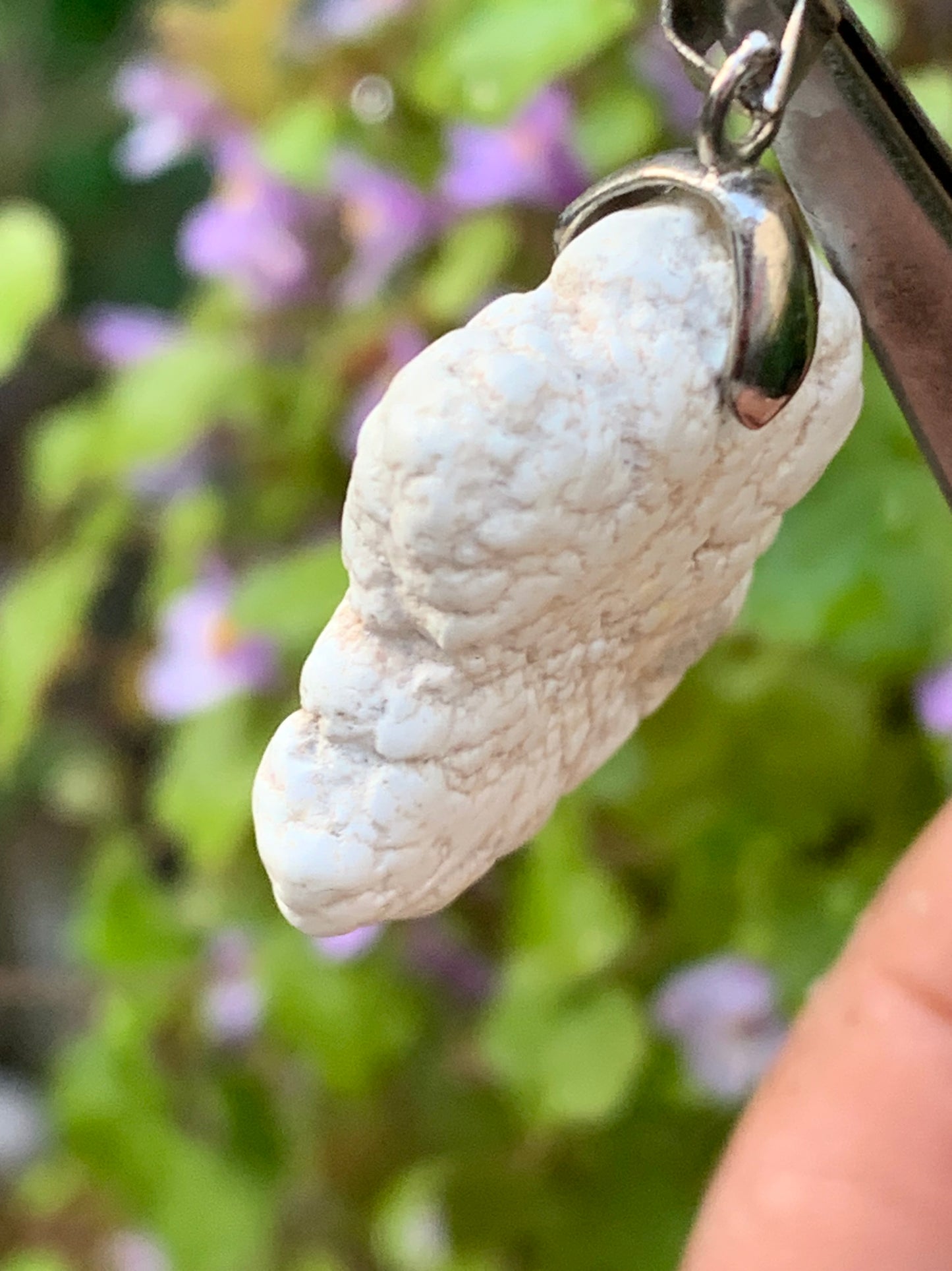 Howlite, pendant 33mm high x 24 wide x 8 thick. Sold with adjustable black cord!