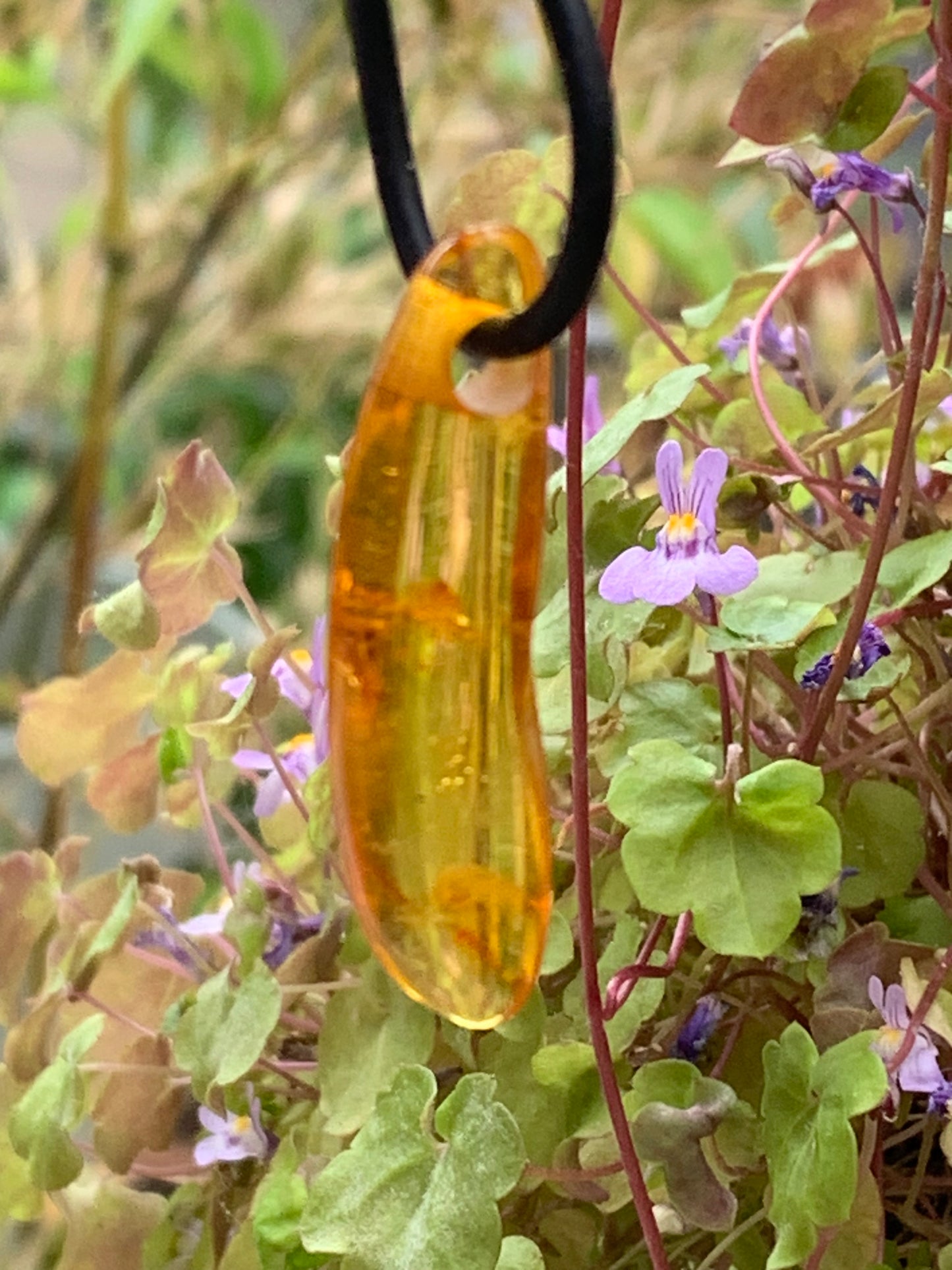 Ambre, pendentif de 40x10x6 millimètres, vendu avec cordon coulissant (réglable), en cuir noir de 40 à 70 centimètres !