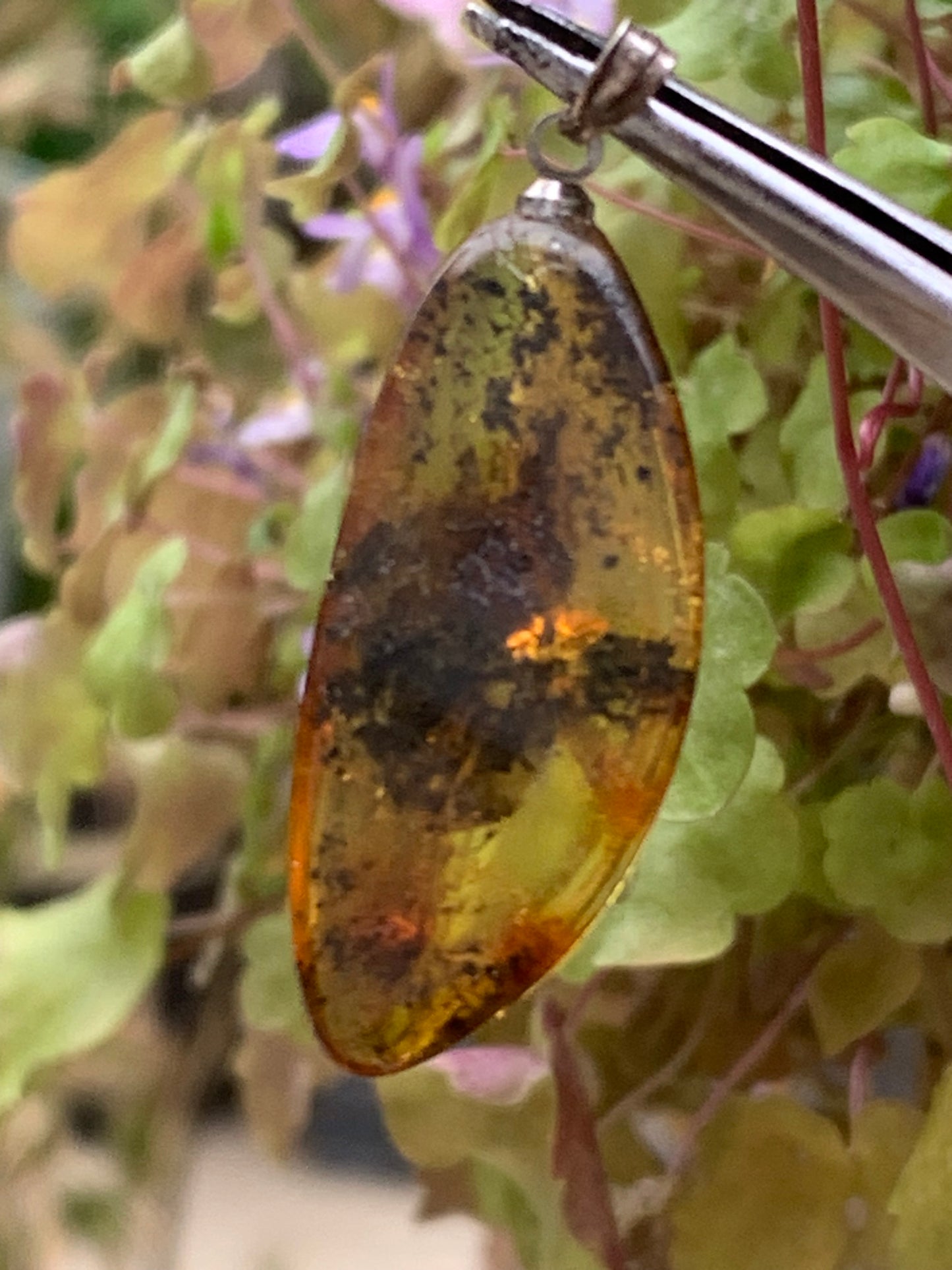 Ambre, pendentif de 40x13x9 millimètres, vendu avec cordon coulissant (réglable), en cuir noir de 40 à 70 centimètres !