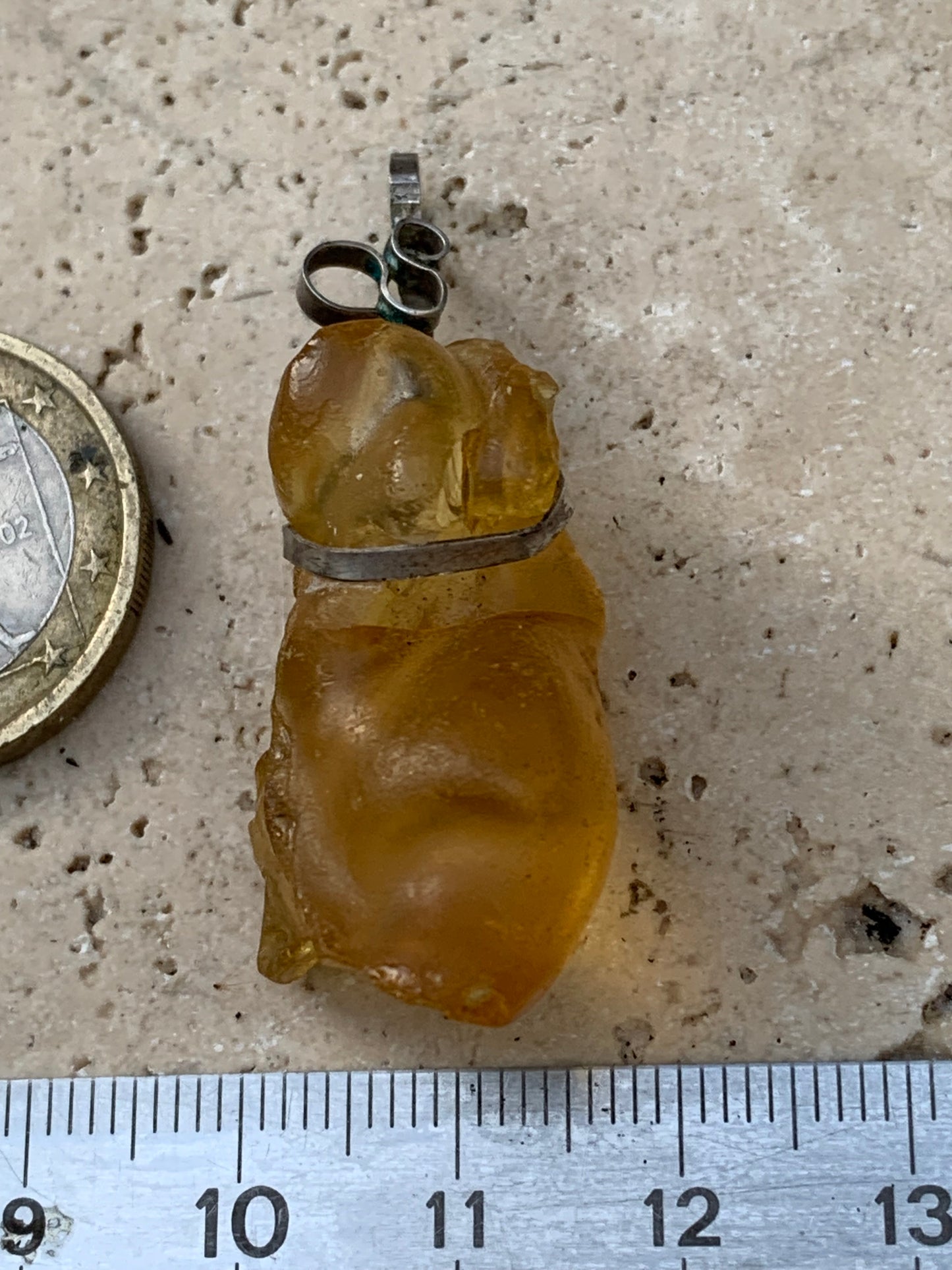 Ambre, pendentif en Argent de 45x15x15 millimètres, vendu avec cordon coulissant (réglable), en cuir noir de 40 à 70 centimètres !