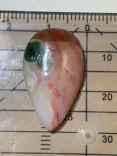 Jaspe Orbiculaire (Aussi appelé Jaspe Océan), cabochon de forme de 'goutte' - ± 25 x 15 x 5 mm - 2,3 gr. - Qualité AAA !