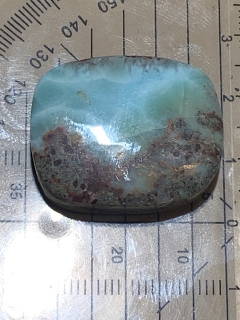 Larimar – Cabochon rectangulaire de 29 × 23 × 10 mm - 12,6 gr. - Nuances naturelles magnifiques, parfait pour bijoux raffinés, collectionneur passionné ou exposition