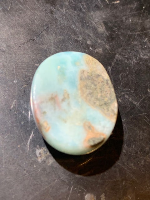 Larimar – Cabochon de forme ovale de 21 × 17 × 9 mm - 5 gr. - Nuances naturelles magnifiques, parfait pour bijoux raffinés, collectionneur passionné ou exposition