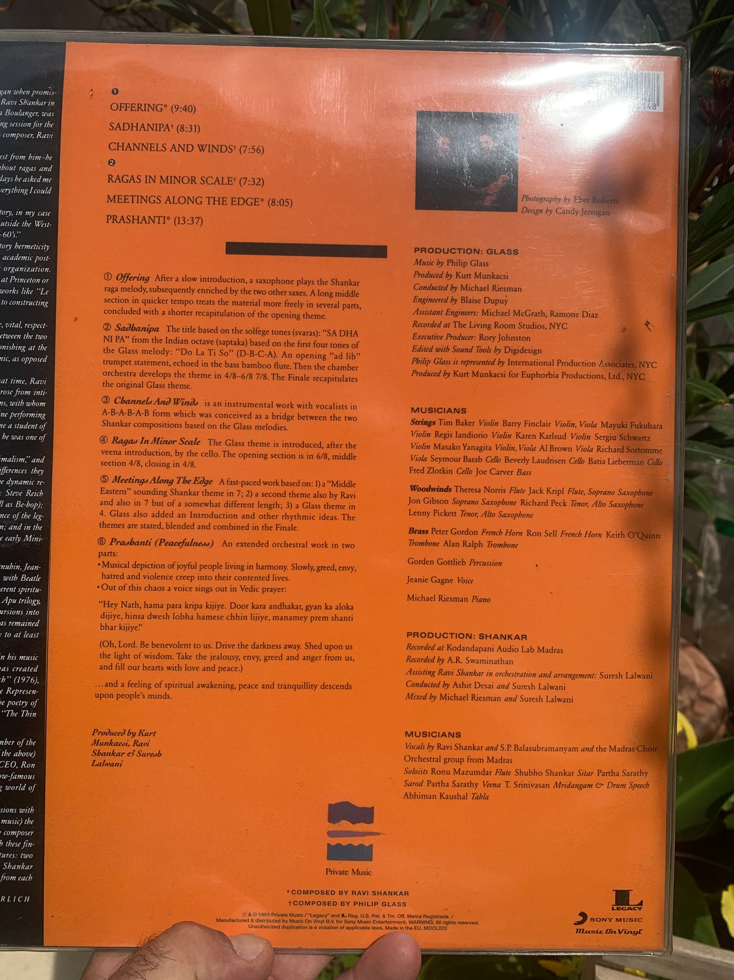 Disque vinyle - Artiste : Ravi Shankar avec Philip Glass – Passages - Label : Legacy