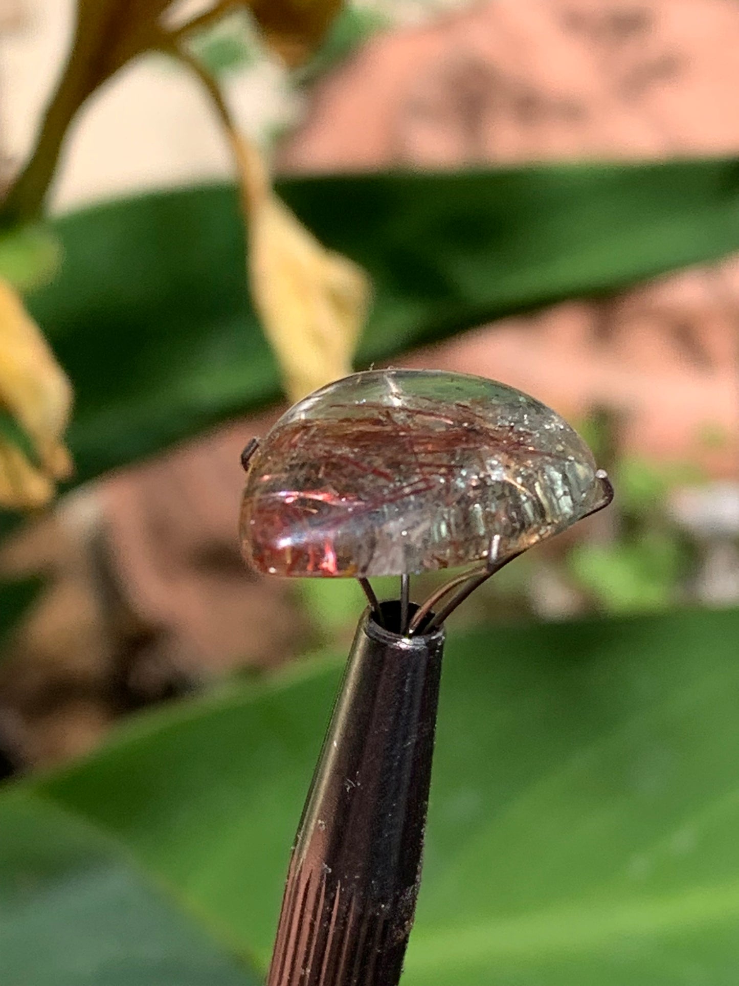 Cristal de roche 'Lodolite', cabochon de 22mm x16 x 7 - 15 carats. Parfait en bijouterie, collection ,exposition, etc