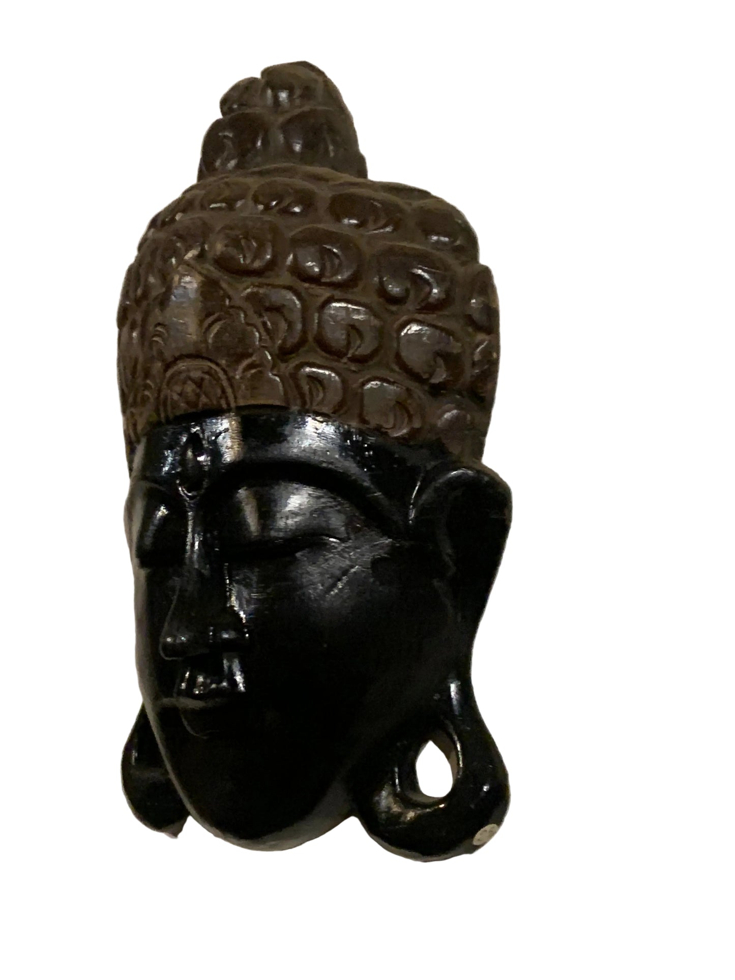 Masque mural de Bouddha en bois, sculpté et peint à la main au Népal, pour décoration intérieure – 25 × 15 × 7 cm