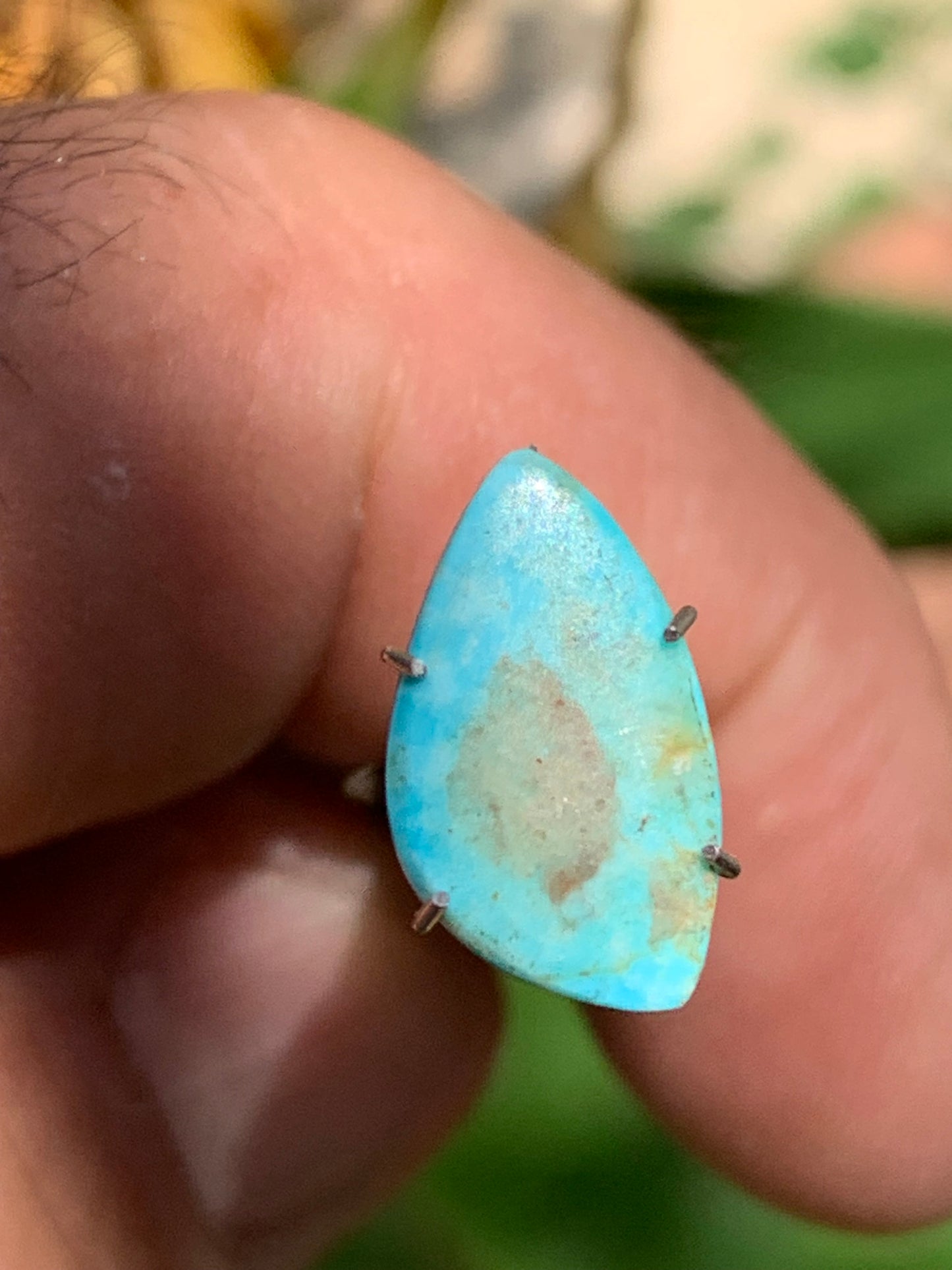 Turquoise, cabochon de 15mm x10 x1,5 - 1 carat. Parfait en bijouterie, collection ,exposition...