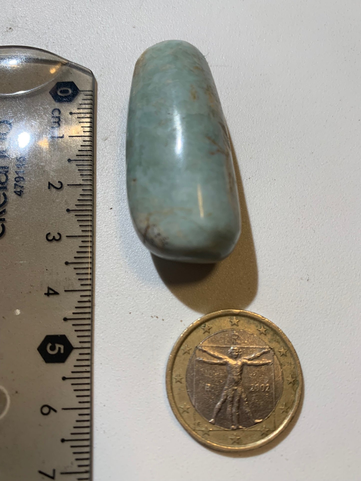 Turquoise de Madagascar, petite pierre roulée (poli) - 4 cm x 1,8 de diamètre - Parfait en pendentif !