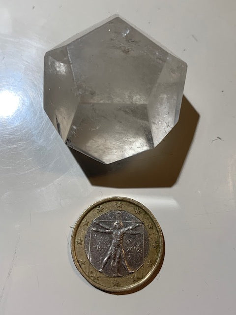 Dodécaèdre en cristal de roche, un des 5 Solides de Platon - 36 mm/ 45,6 gr. - Qualité A à AAA