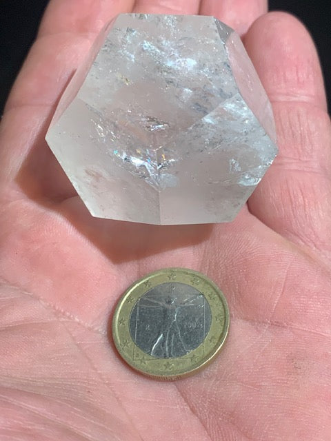 Dodécaèdre en cristal de roche, un des 5 Solides de Platon - 48 mm/ 105,7 gr. - Qualité A à AAA