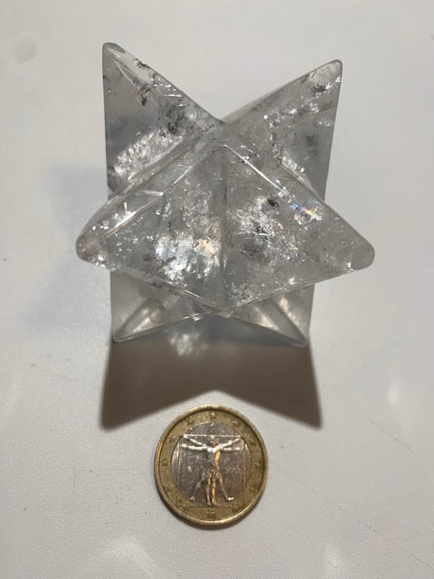 Mercaba/ Mercabah/ Merkabah (étoile à 8 branches), en cristal de roche. De 43 x 43 x 43 mm - 137 gr. Qualité A à AAA
