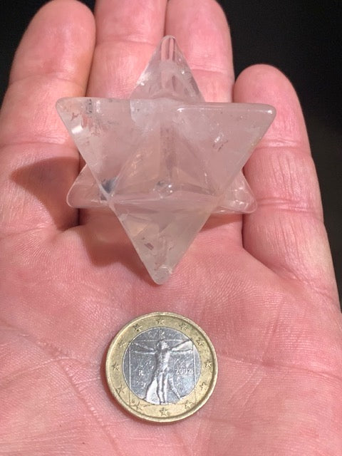 Mercaba/ Mercabah/ Merkabah (étoile à 8 branches), en quartz rose - 33 x 33 x 33 mm - 60,2 gr. - Qualité A à AAA