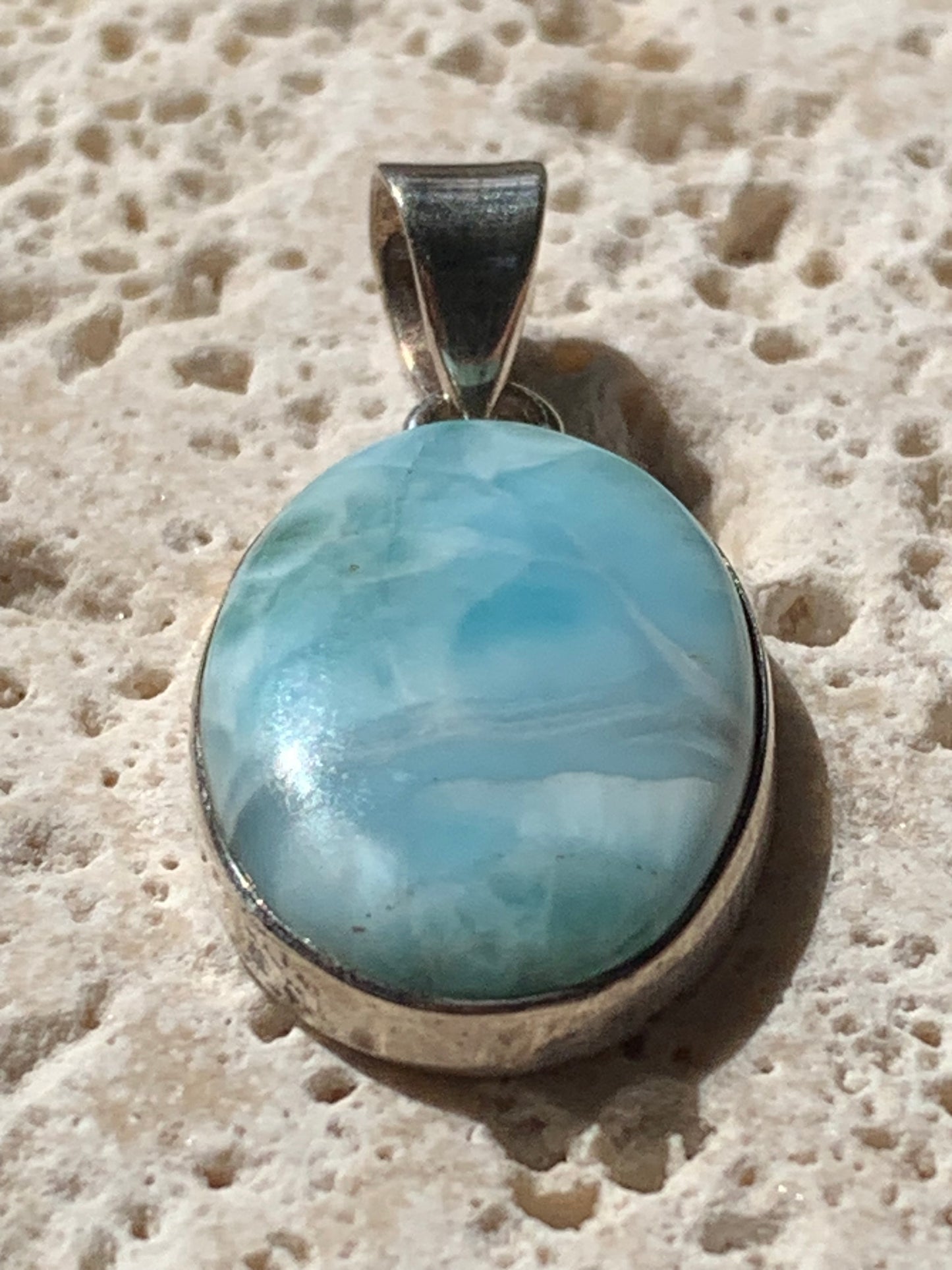 Larimar, Silver pendant 35mm high x 17 x 6 Sold with free adjustable black cord!