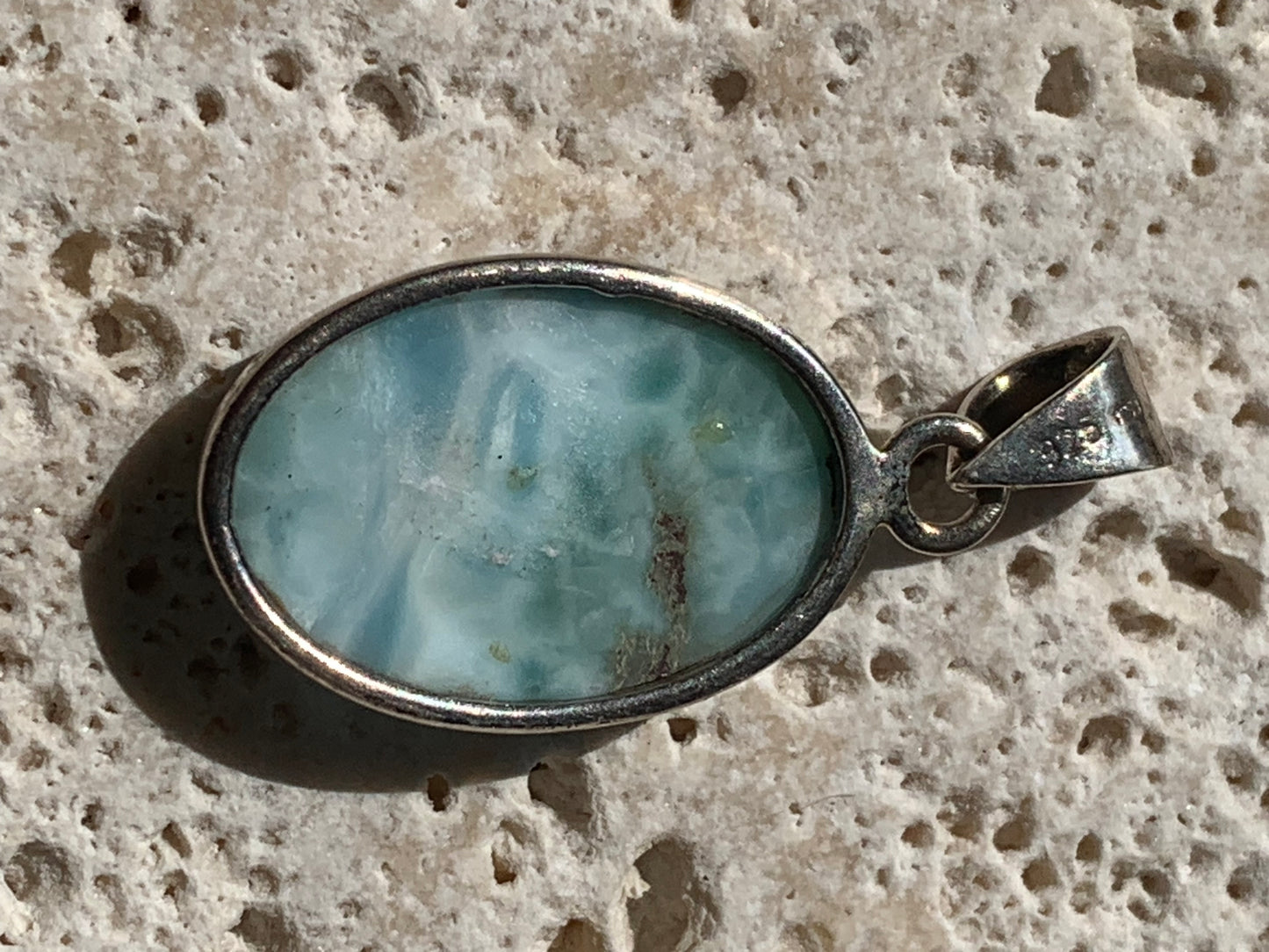 Larimar, Silver pendant 35mm high x 17 x 6 Sold with free adjustable black cord!