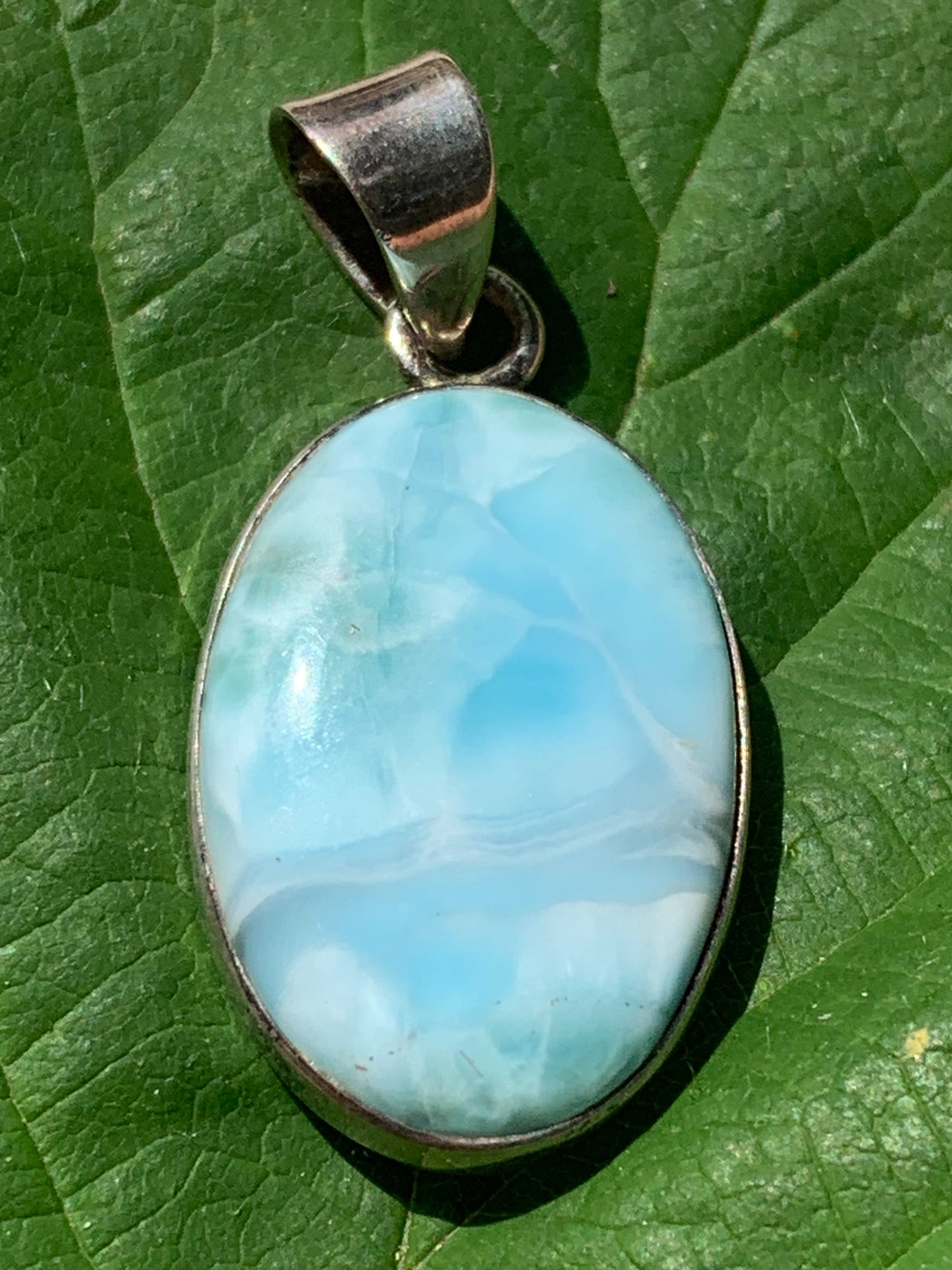 Larimar, Silver pendant 35mm high x 17 x 6 Sold with free adjustable black cord!
