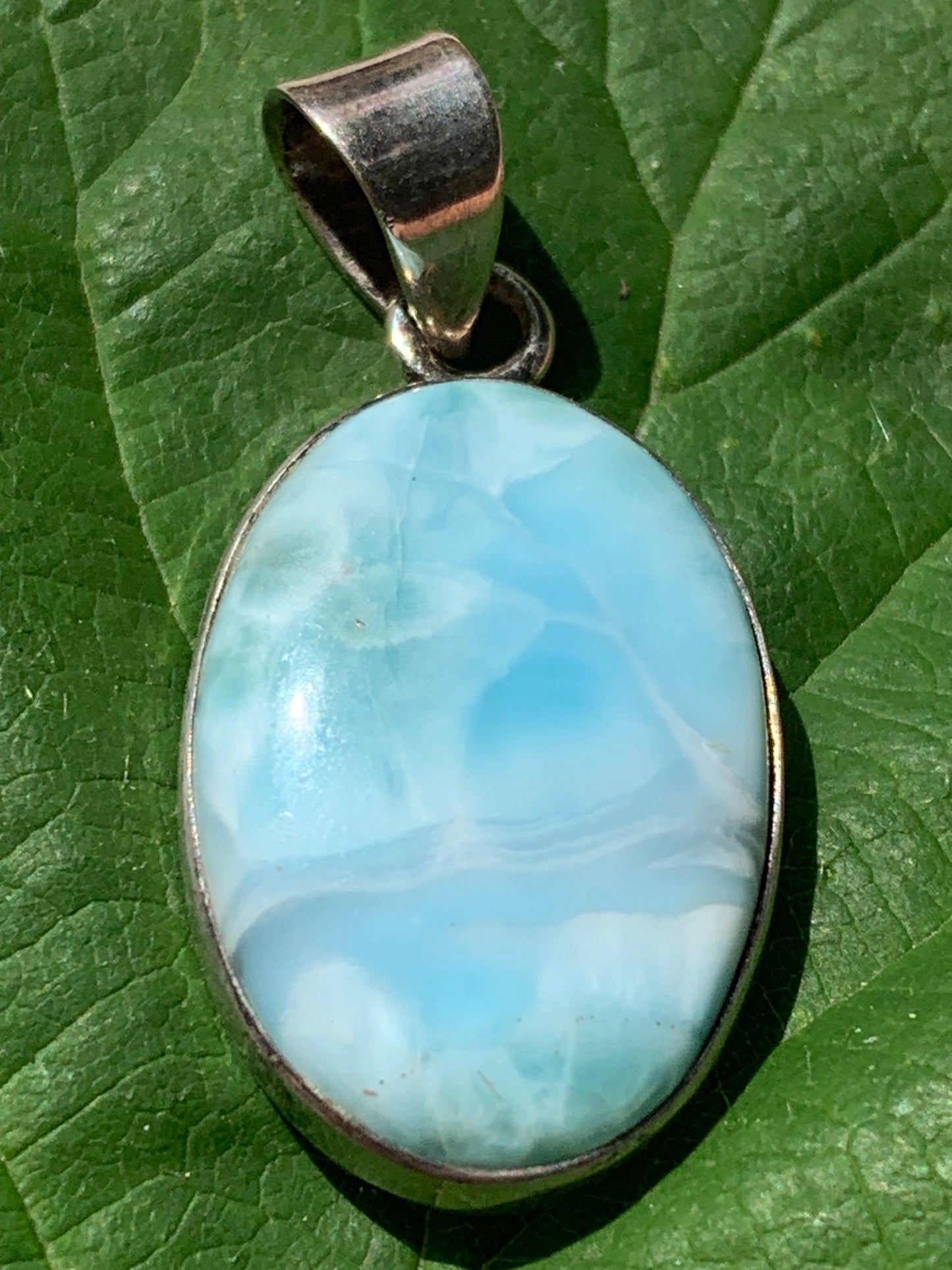 Larimar, Silver pendant 35mm high x 17 x 6 Sold with free adjustable black cord!