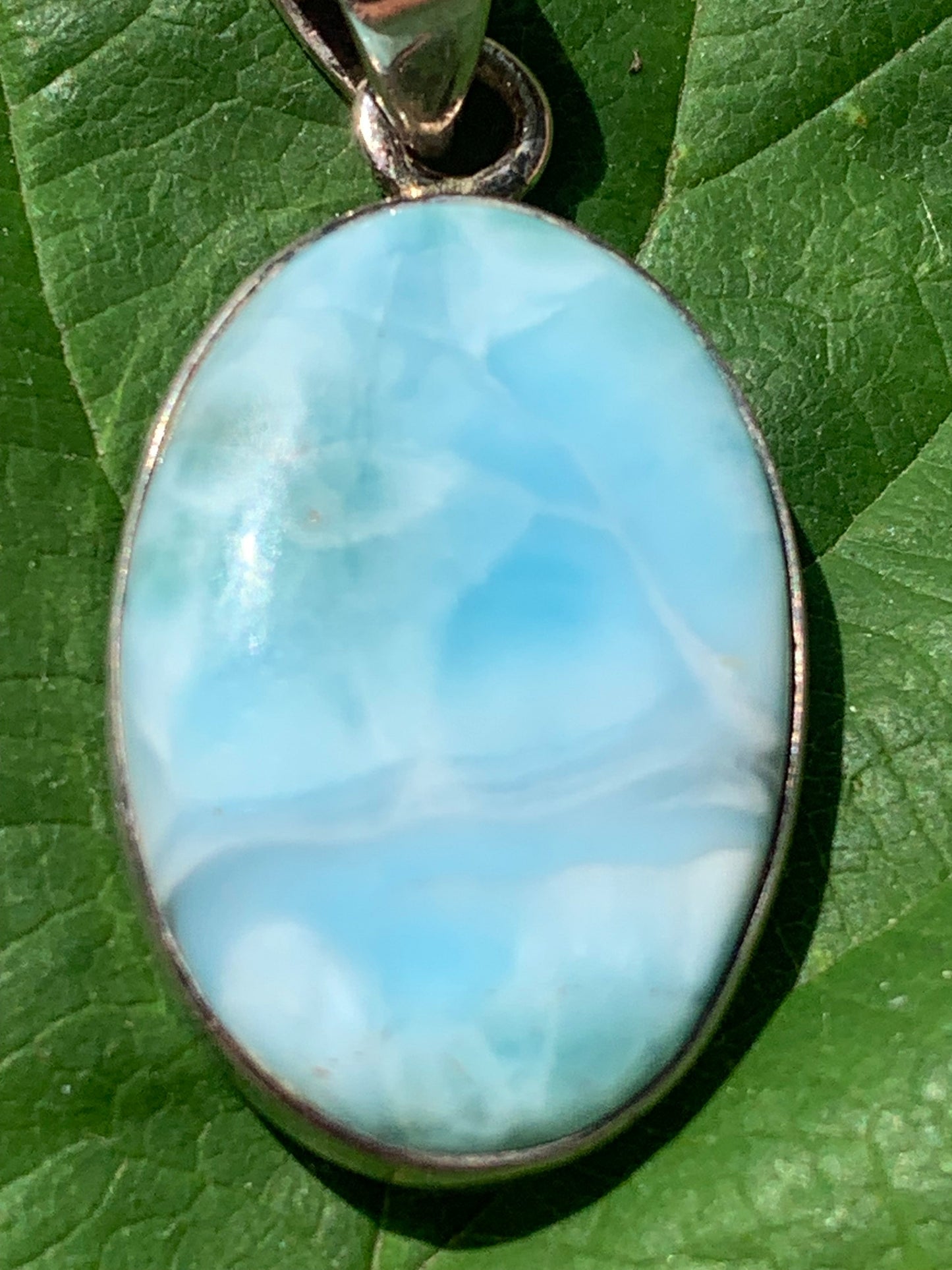 Larimar, Silver pendant 35mm high x 17 x 6 Sold with free adjustable black cord!