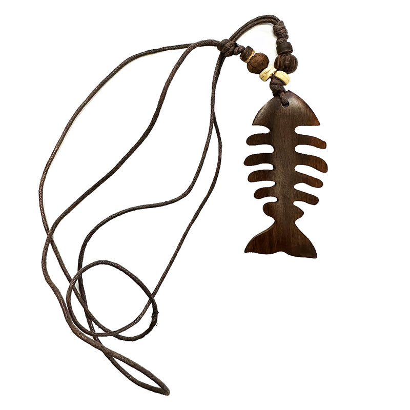 Pearl necklace/long necklace with wooden pendant, 50 cm - Pendant: approximately 7 x 4 centimeters!