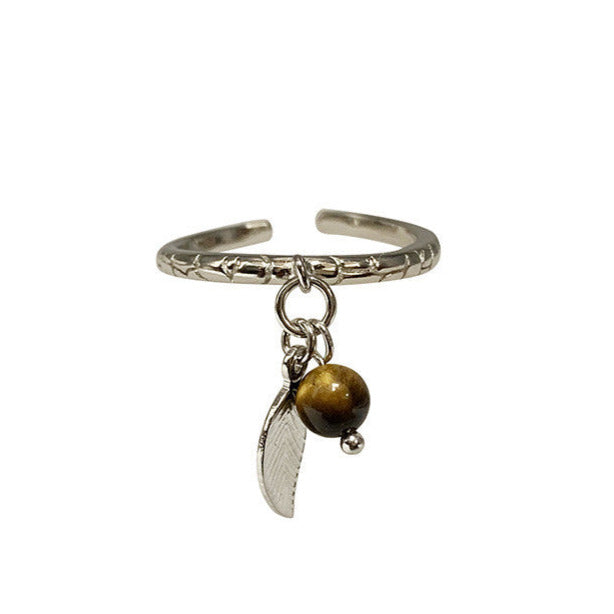 Collection de bagues réglable en argent 925 avec plumes et perles au choix (œil de tigre, améthyste, labradorite), tailles 50 à 60 !