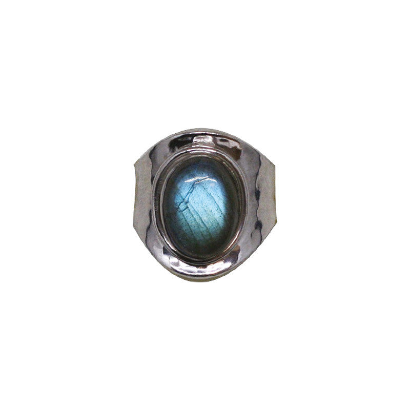 Blue labradorite ring, cabochons set on a 0.925 silver ring! Adjustable size from approximately 50 to 60 Fr!