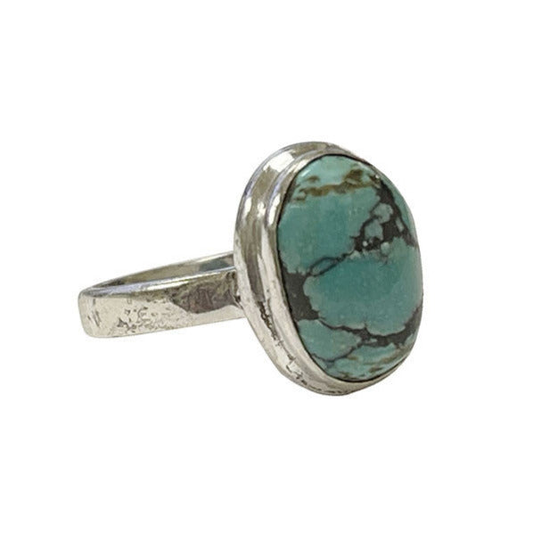 Turquoise ring, undyed, cabochon set on a silver ring! Available in sizes 52, 54 and 56 Fr.