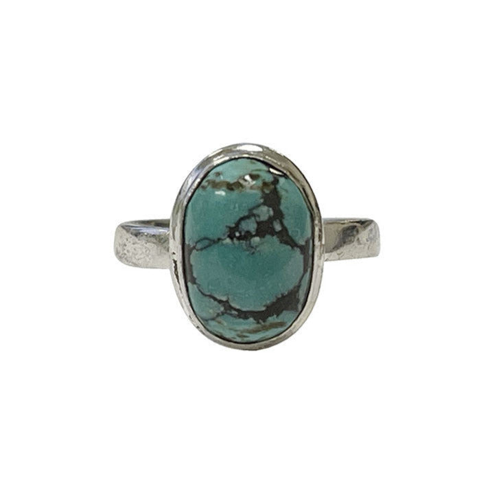 Turquoise ring, undyed, cabochon set on a silver ring! Available in sizes 52, 54 and 56 Fr.