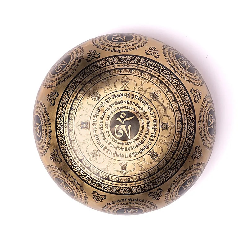Bol en 7 métaux avec gravure de 'Lakshmi', taille de 22/24 centimètres - +/- 1400/1600 grammes environs. 'Fait main' au Népal !
