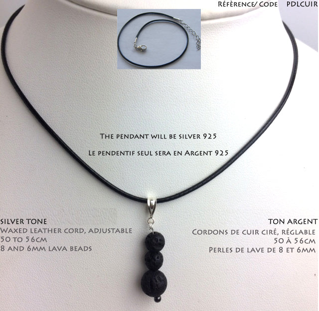 Pierre de lave, pendentif à la fois esthétique et fonctionnel utilisé pour la diffusion d’huiles essentielles grâce aux propriétés naturelles de la lave !