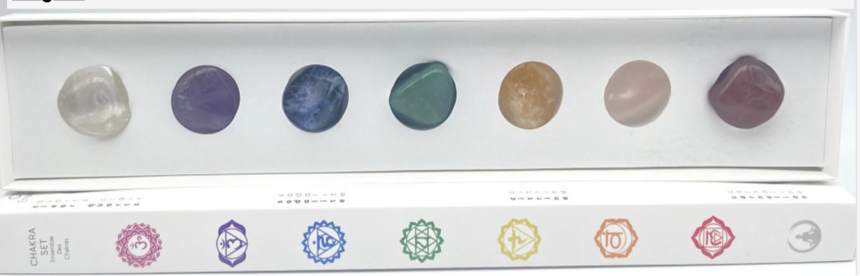 Kit 7 chakras qualité 'Deluxe', 7 pierres de 3 à 4 centimètres. Parfait pour la lithothérapie, en cadeau, en collection...