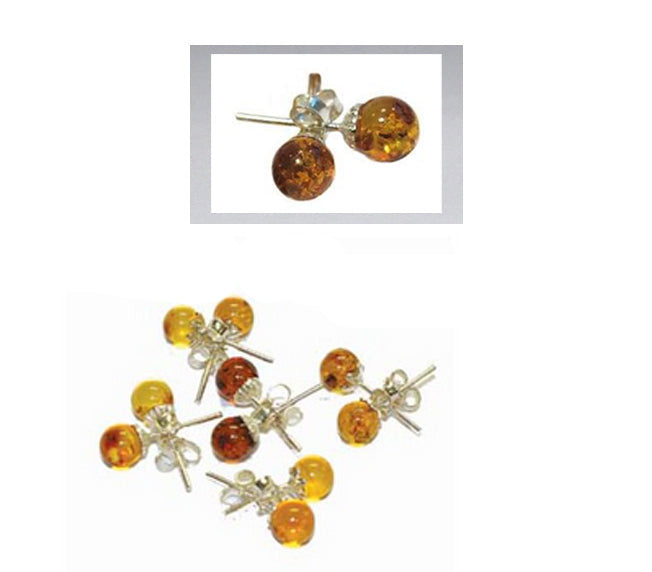 Puces/ Clous/ Boucles d'oreilles en Ambre, qualité AA à AAA. Finition Argent 925 !
