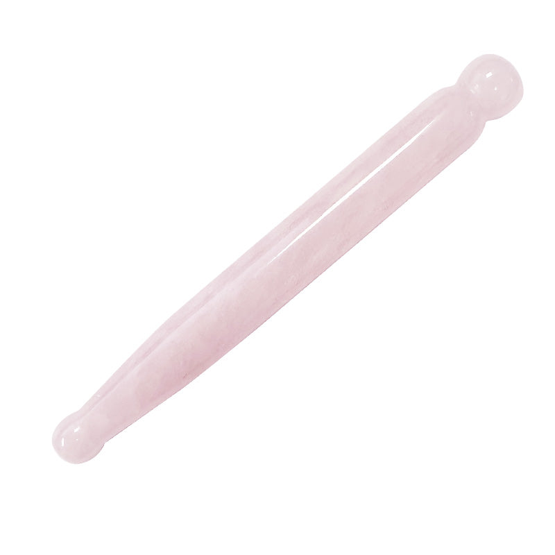Bâton de massage en quartz rose – 11 cm, outil beauté pour stimuler la circulation et détendre le visage