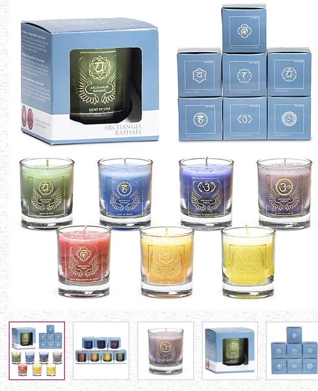 Set de 7 bougies votives Archanges – Huiles essentielles naturelles, cire de stéarine, 16h de combustion, Fairtrade WFTO !