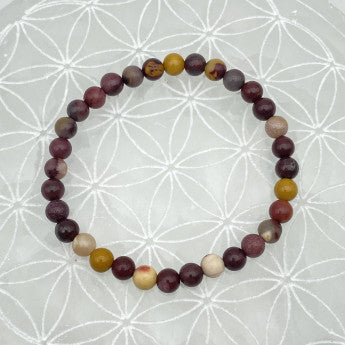 Jaspe Mokaïte, perles rondes de 6 ou 8 mm. Vendu en fil de perle 38/39 cm, en bracelet de 17 à 21cm, en collier de 45 ou sautoir de 60cm. Qualité AA à AAA !