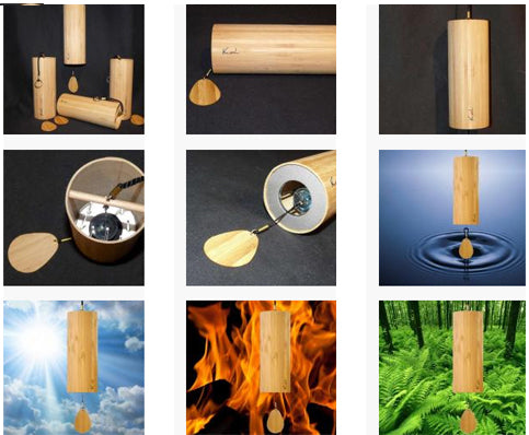 Carillons éoliens, les fameux Koshi © en bambou, à l'unité ou pack des 4 (Air, Eau, Feu, Terre), fait en France !