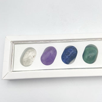 Kit 7 chakras qualité 'Deluxe', 7 pierres de 3 à 4 centimètres. Parfait pour la lithothérapie, en cadeau, en collection...